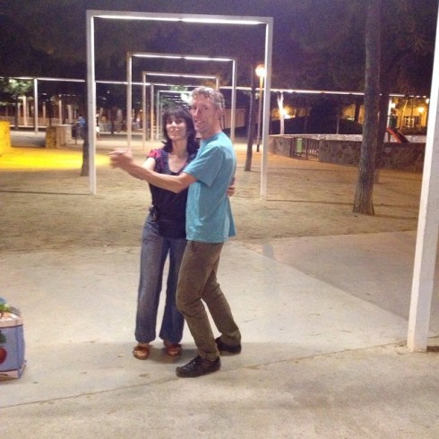 Sylvie and Mike dance in Parc Del Clot. 